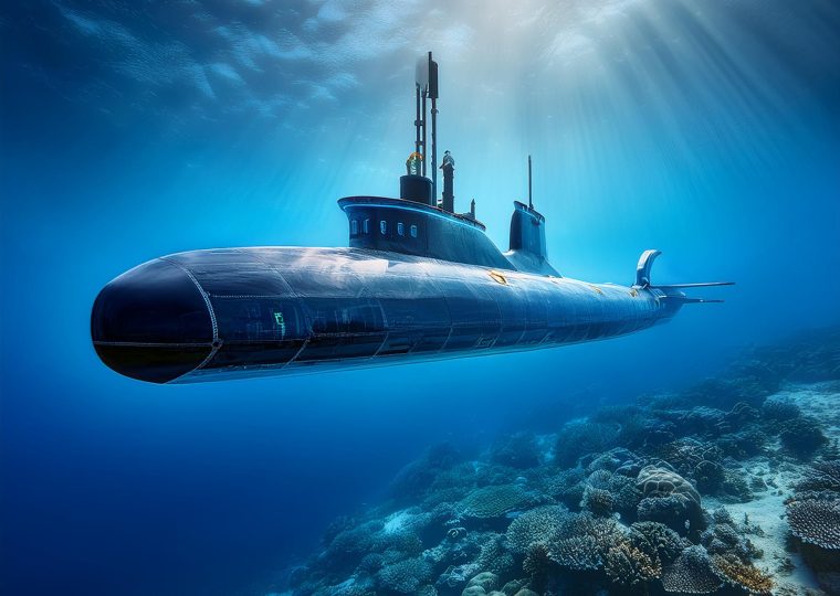 Firefly Create a detailed, photorealistic rendering of a cutting-edge submarine named -Ocean Mapper,